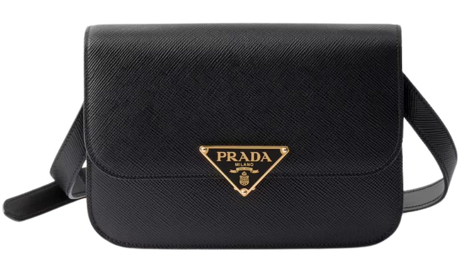 Saffiano leather flap shoulder bag