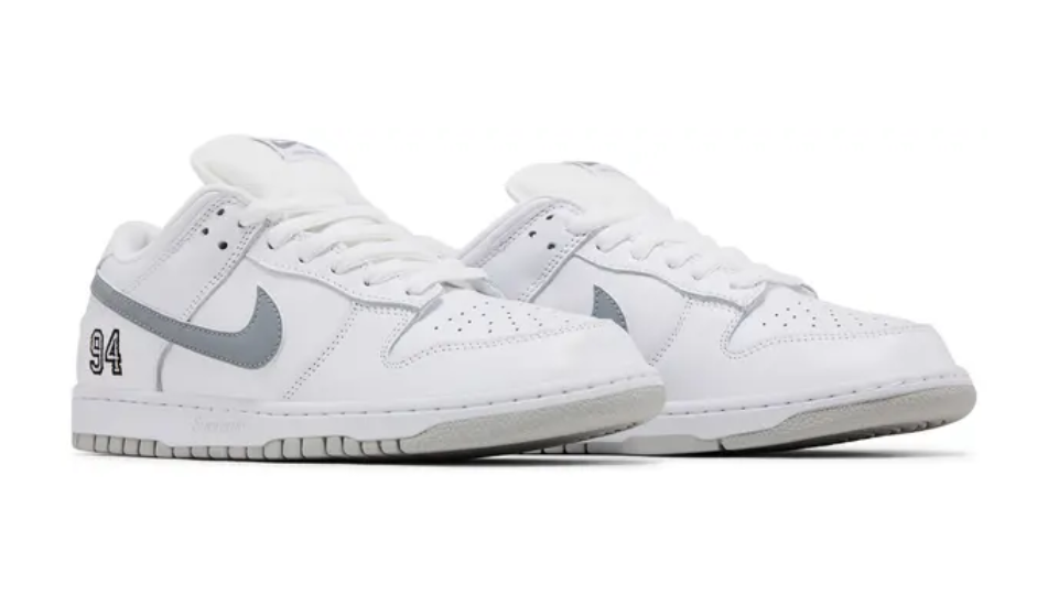Supreme x Nike Dunk Low SB 'White Metallic Silver'