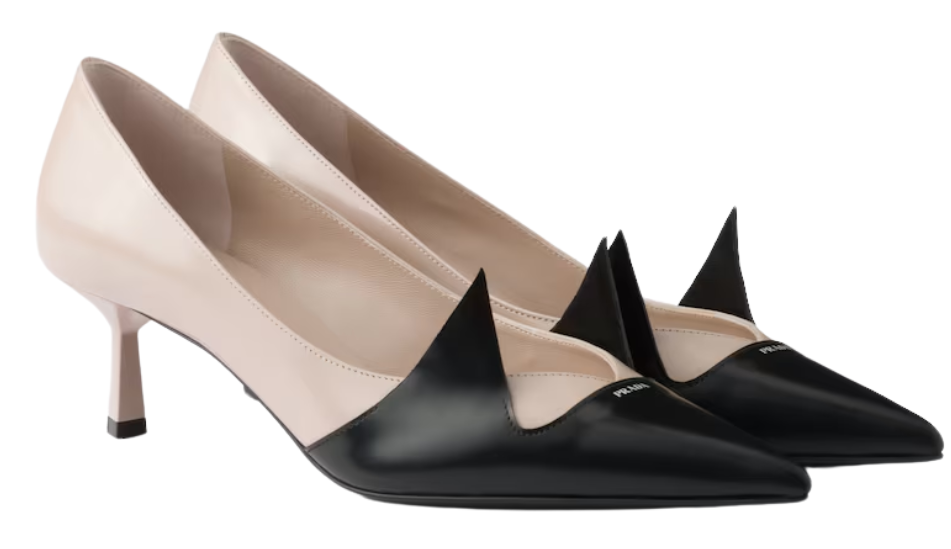 Two-tone brushed leather pumps