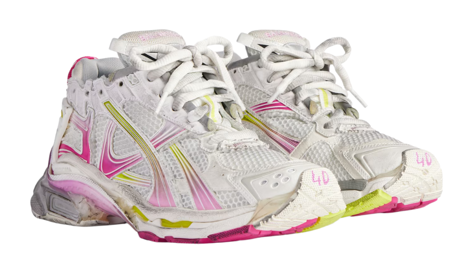 Women's Runner Gradient Sneaker in White/pink/grey/neon Yellow