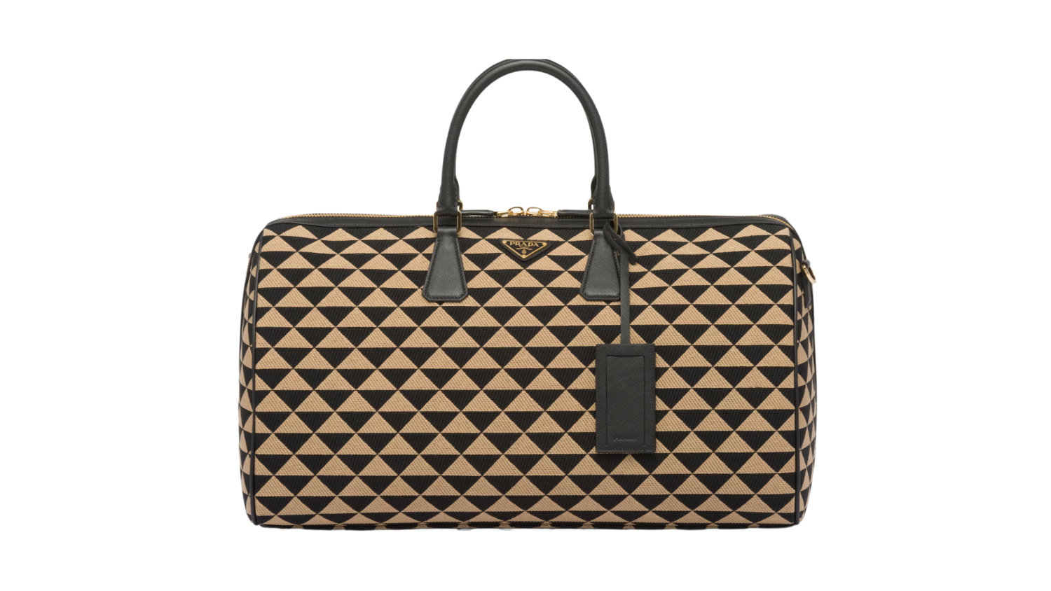 Large Prada Symbole embroidered fabric travel bag