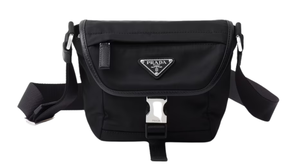 Re-Nylon and Saffiano leather shoulder bag