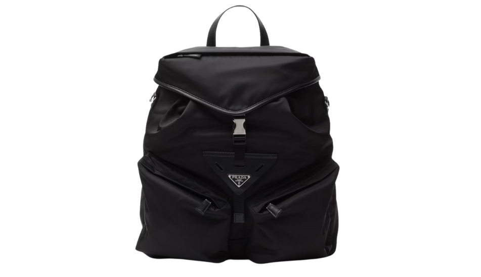 Re-Nylon and leather backpack
