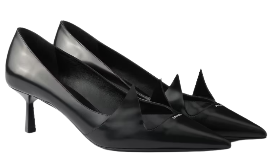 Two-tone brushed leather pumps