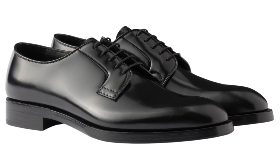 Brushed leather lace-up shoes