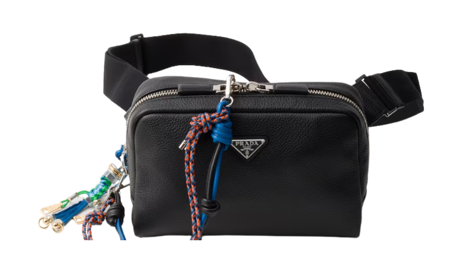 Leather shoulder bag with charm