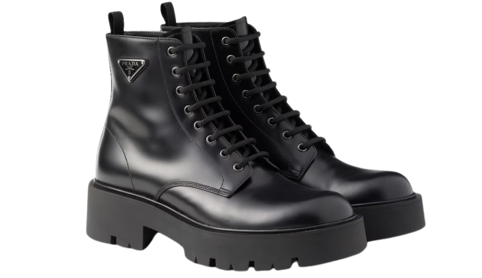 Brushed leather combat boots