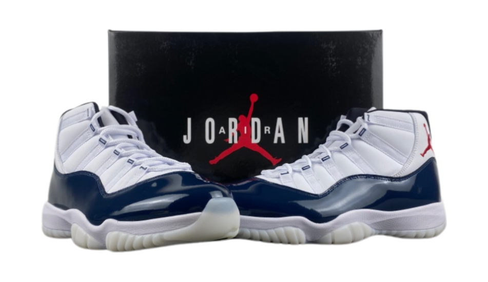 Air Jordan 11 white dark blue red