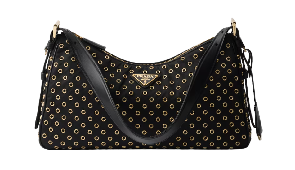 Prada Aimée large Re-Nylon shoulder bag with grommet detail