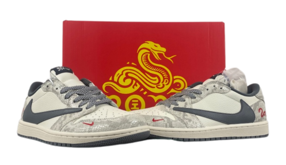 Travis Scott x Fragment Design x Air Jordan 1 Low OG SP off-white, red, gray