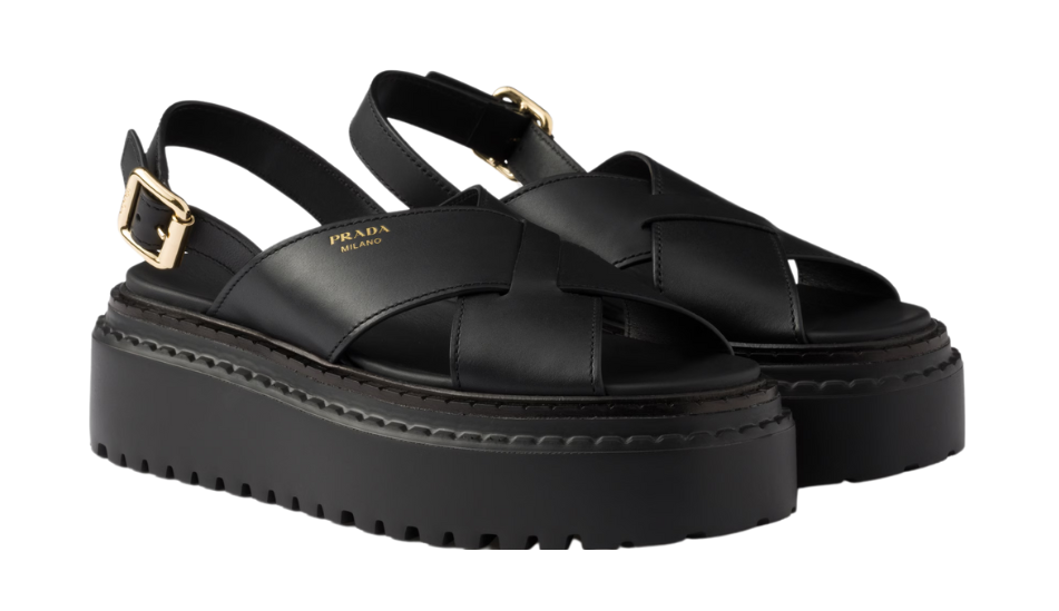 Leather crisscross sandals