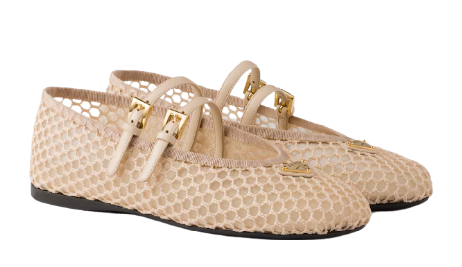 Mesh fabric ballerinas