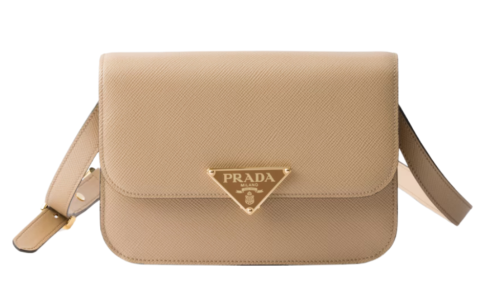 Saffiano leather flap shoulder bag