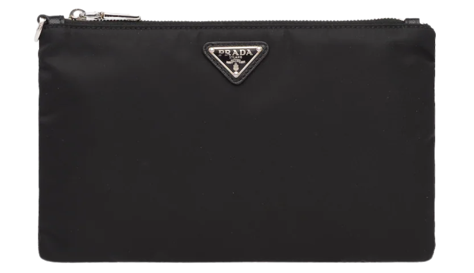 Re-Nylon and Saffiano leather pouch