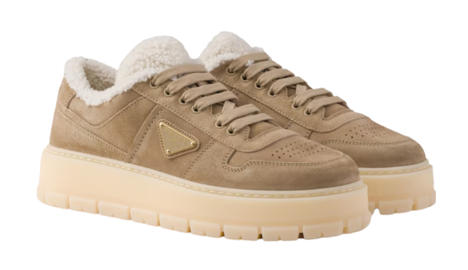 Faded suede laced sneakers