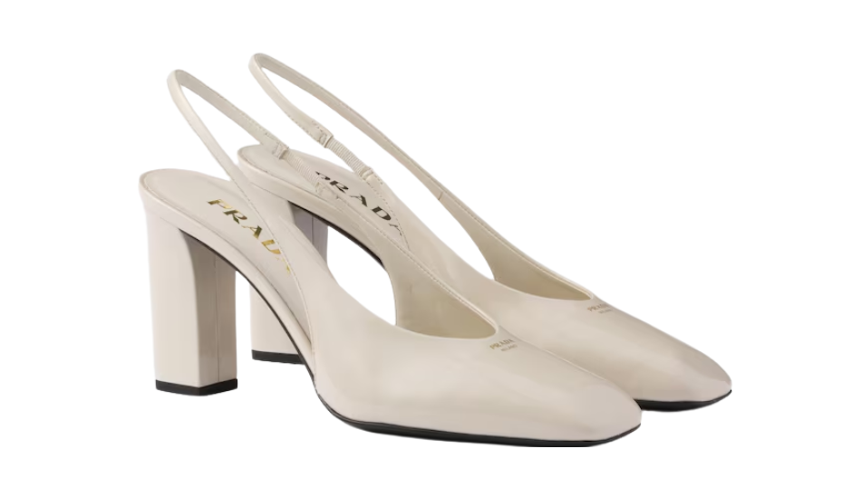 Patent leather slingback pumps