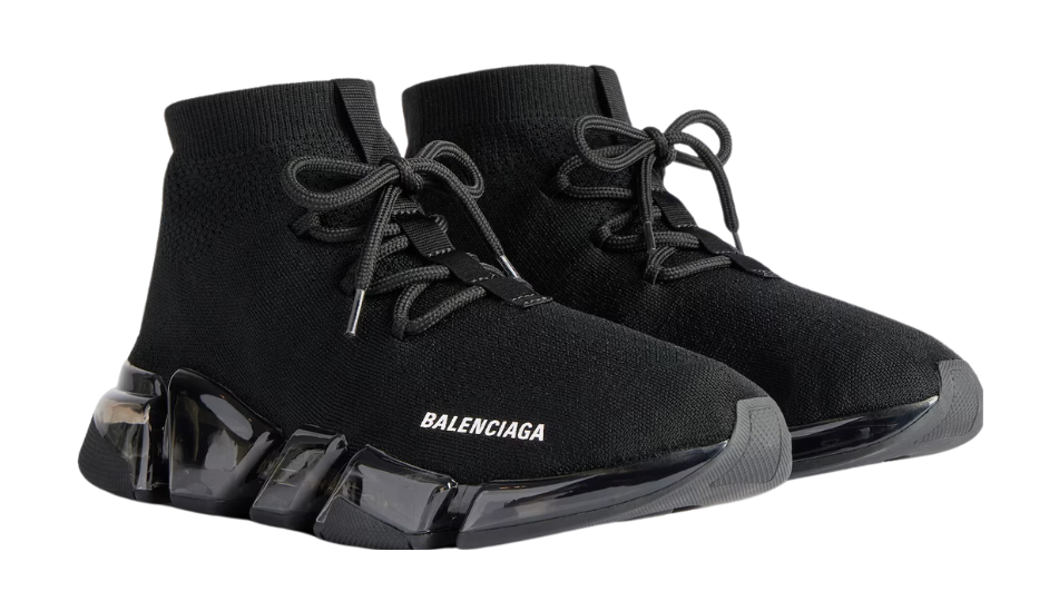 Women's Speed 2.0 Lace Up Full Clear Sole Recycled Knit Sneaker in Black