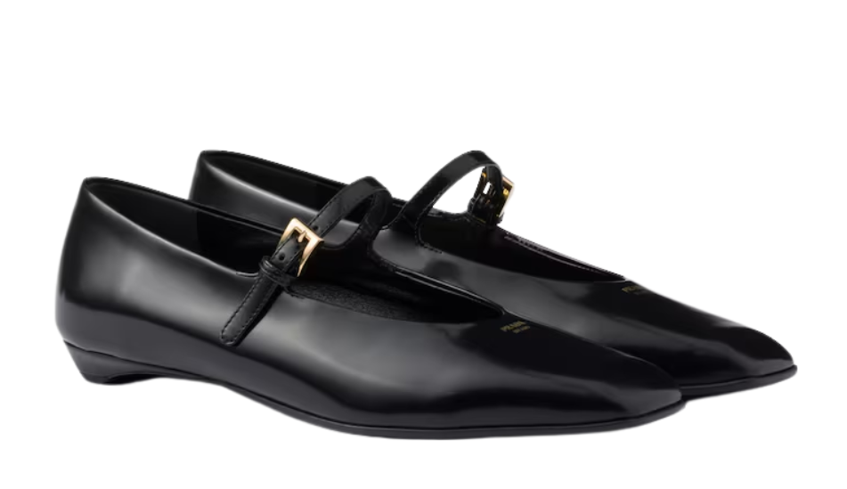 Brushed leather Mary Jane ballerinas