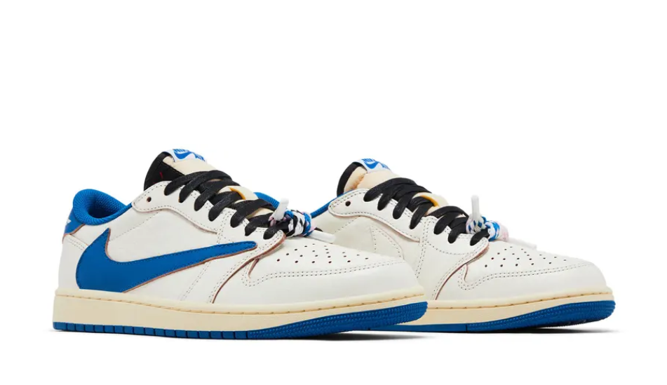 Fragment Design x Travis Scott x Air Jordan 1 Retro Low OG SP 'Sail Military Blue'