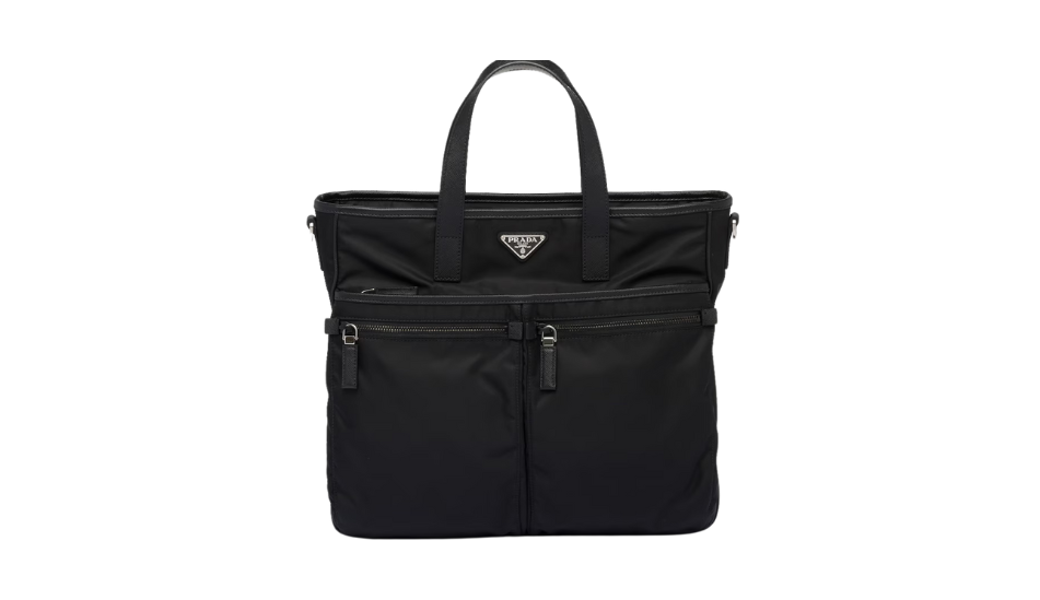 Re-Nylon and Saffiano leather tote bag