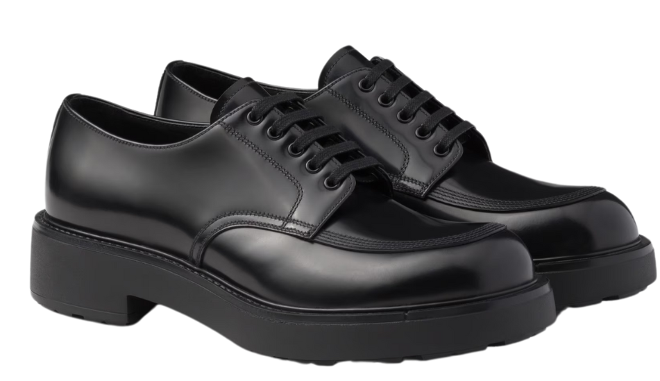 Brushed leather derby shoes