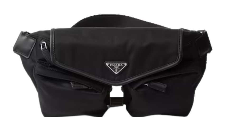 Re-Nylon and leather shoulder bag