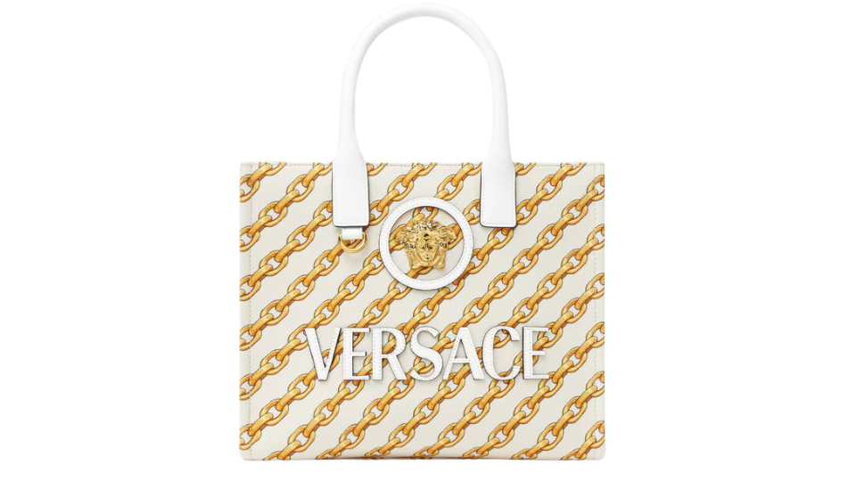 Chain Stripes La Medusa Small Tote Bag