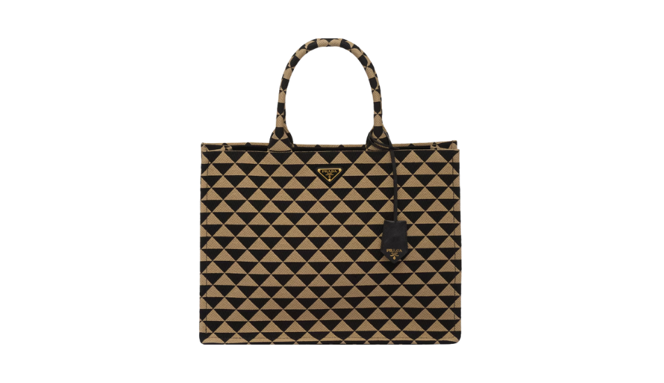 Prada Symbole embroidered fabric tote bag