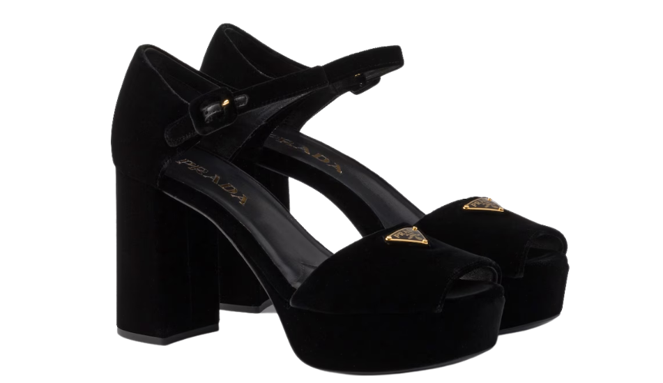 Velvet platform sandals