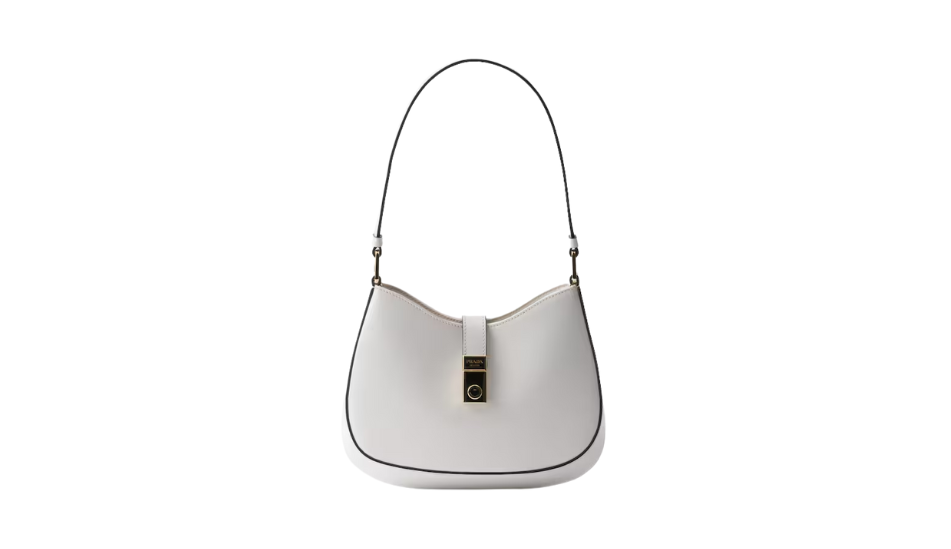 Prada Cleo brushed leather shoulder bag with clasp closure