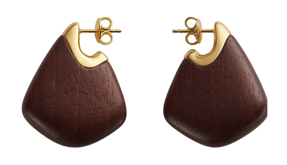 Small Fin Wood Earrings