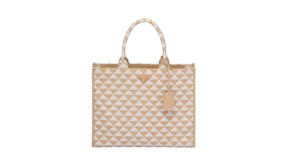 Small Prada Symbole embroidered fabric handbag