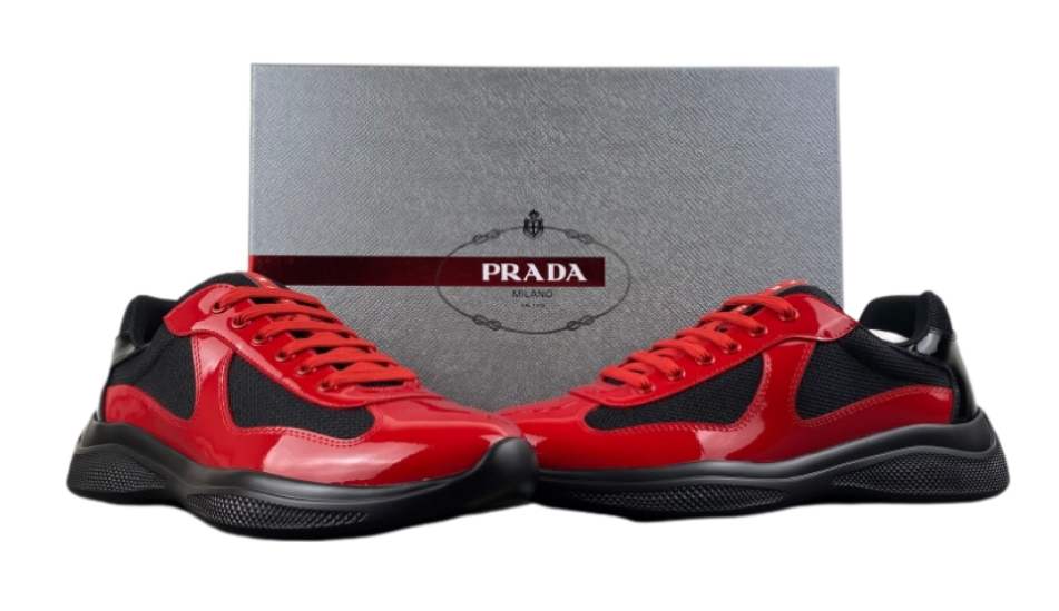Prada America red and black knee leather