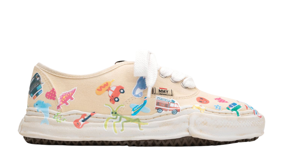 "BAKER" OG Sole Sticker Printed Canvas Low-top Sneaker