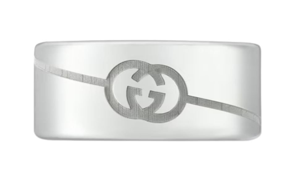 Diagonal Interlocking G wide ring