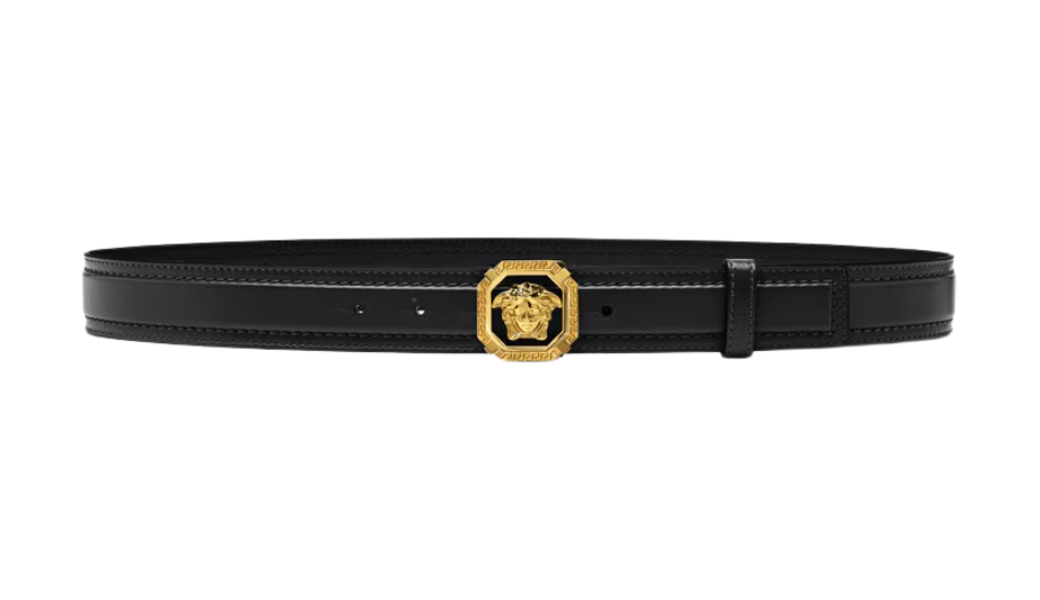 Versace La Medusa Leather Belt 3,5 cm Black+Gold 3  La Medusa Leather Belt 3,5 cm