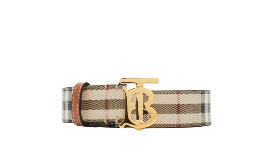 Check and Leather TB Belt