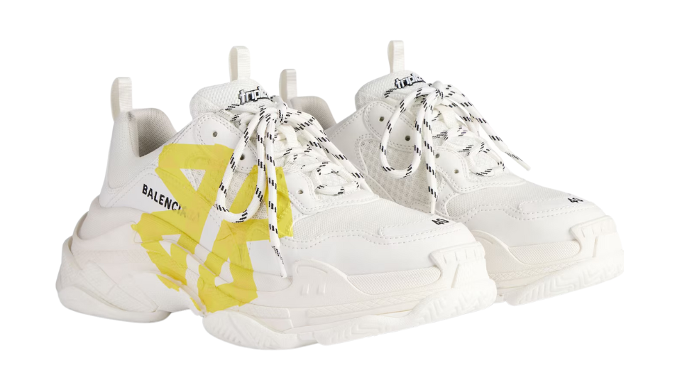 Women's Triple S Tape Type Sneaker in White/yellow