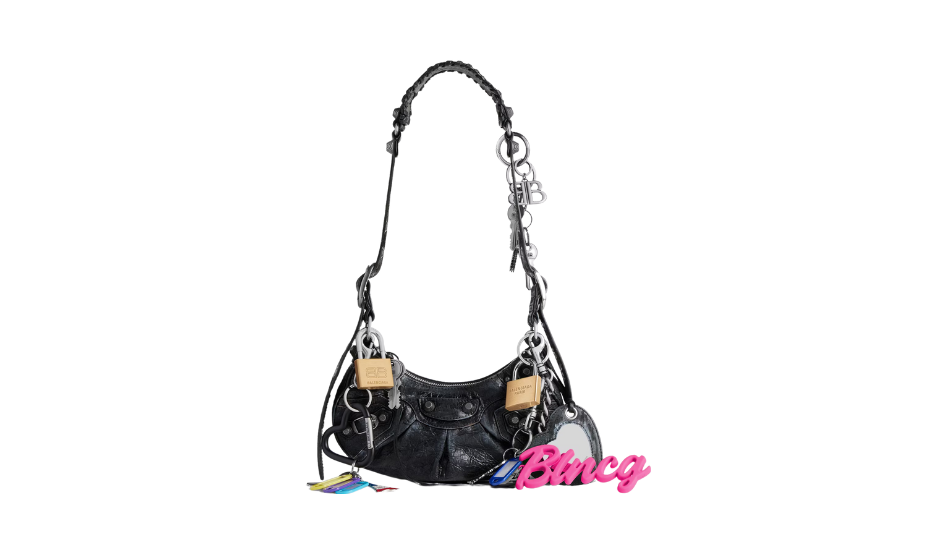 Women's Le Cagole Xs Shoulder Bag Used Effect With Charms in Black