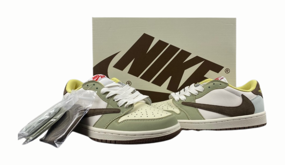 Travis Scott x Air Jordan 1 Low White, Green and Brown