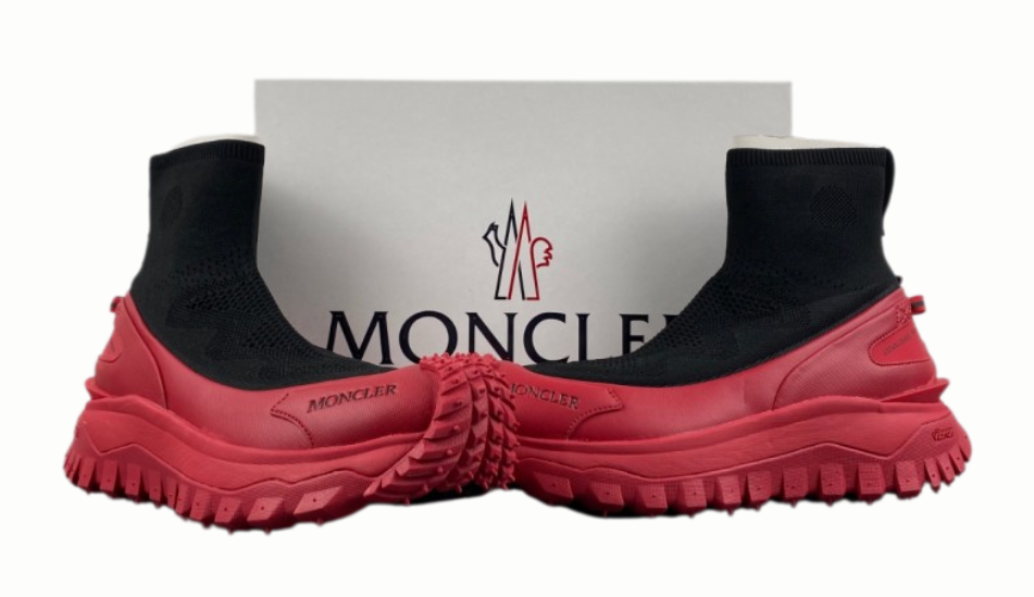 moncler trailgrip knit high top sneakers black red