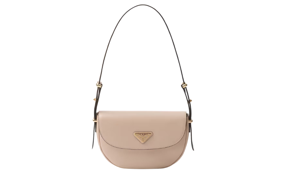 Prada Arqué leather shoulder bag with flap