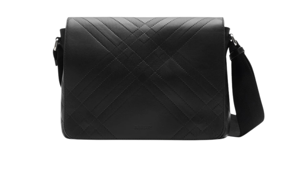 Embossed Check Messenger Bag