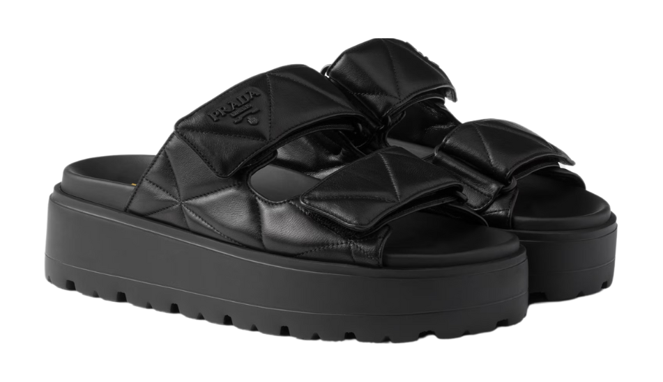 Padded nappa leather slides