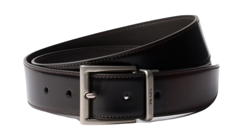 Brushed leather belt