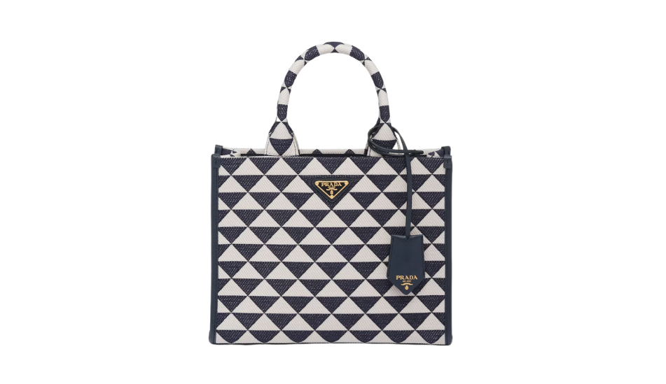 Small Prada Symbole embroidered fabric handbag