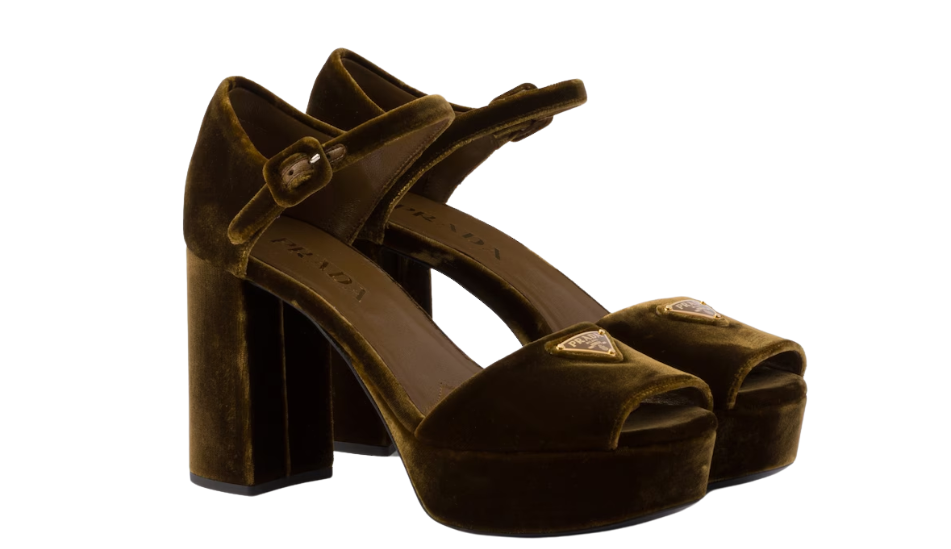 Velvet platform sandals