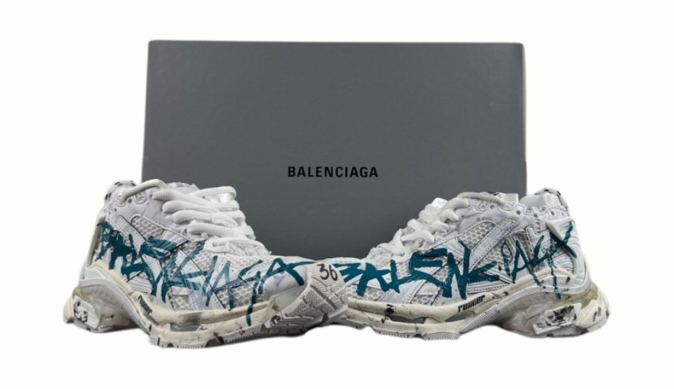 Balenciaga Runner Sneaker 'Graffiti - White Blue'