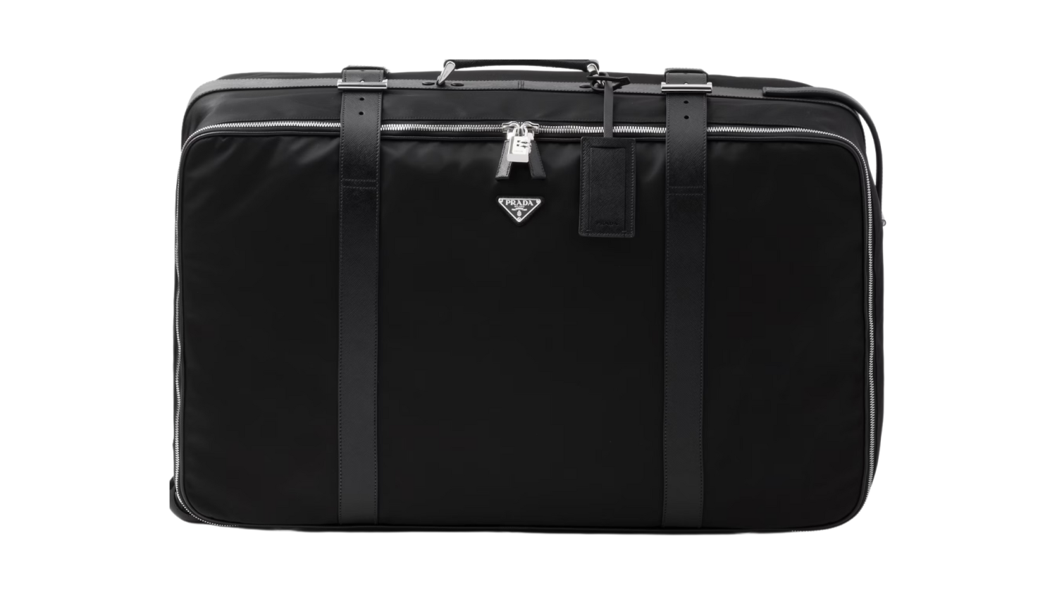 Re-Nylon and Saffiano leather suitcase