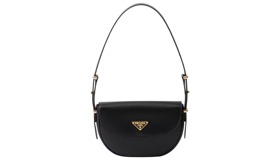 Prada Arqué leather shoulder bag with flap